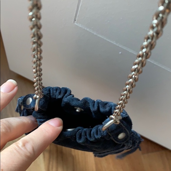 Jérôme Dreyfuss clutch in suede dark blue - Picture 3 of 6